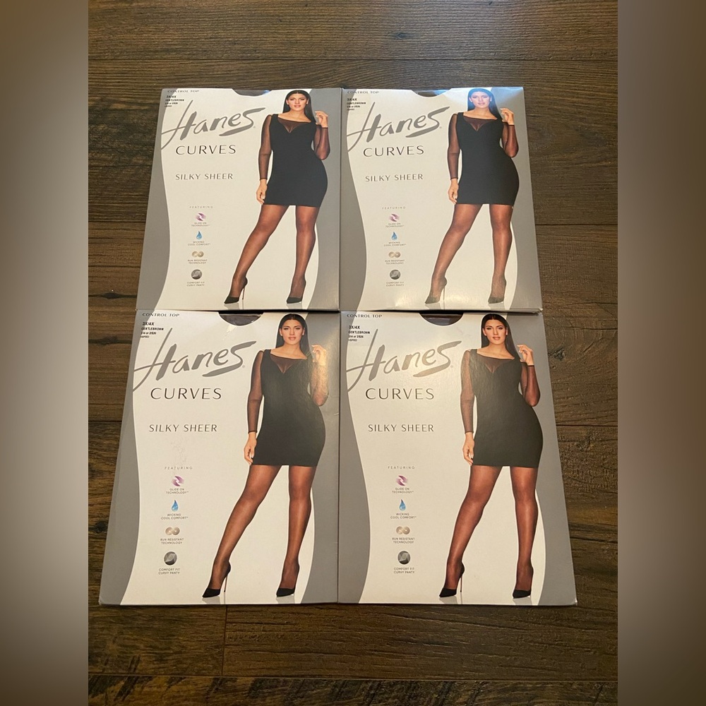 Hanes Control Top Gentle Brown Pantyhose Set of 4